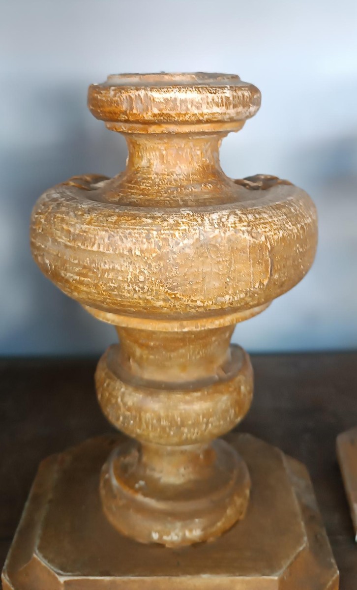  Antica coppia di portapalme in stile Luigi XIV,-photo-1