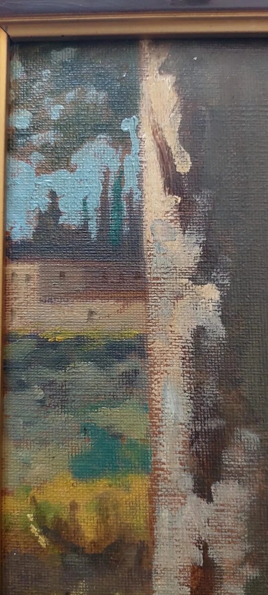 DIPINTO OLIO SU TELA RIPORTATO SU CARTONE - CARLO FOLLINI ( 1848-1938 PEGLI )-photo-2