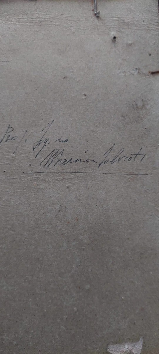 DIPINTO OLIO SU TELA RIPORTATO SU CARTONE - CARLO FOLLINI ( 1848-1938 PEGLI )-photo-4