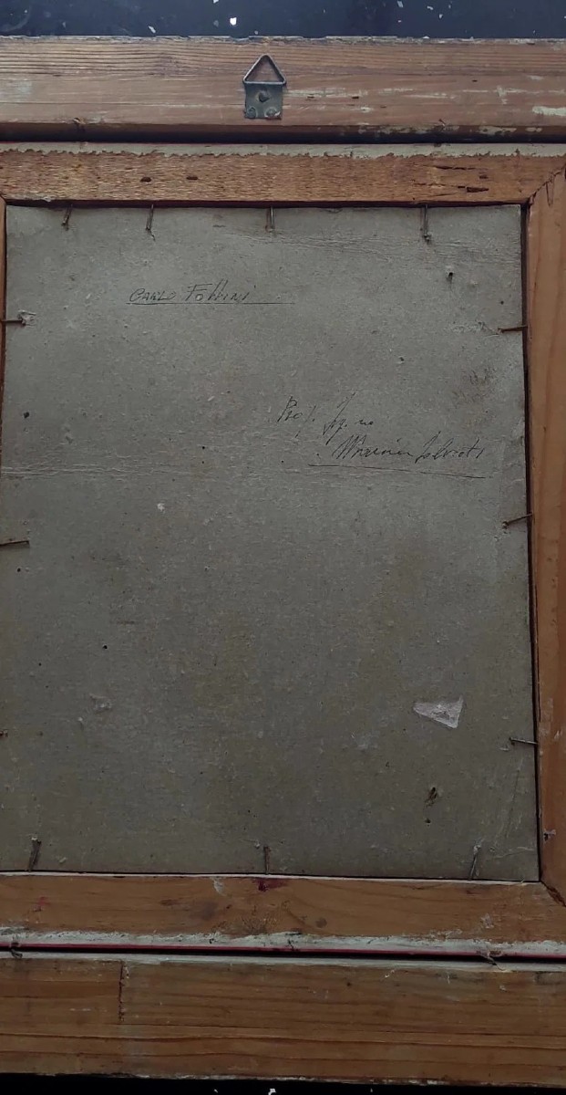 DIPINTO OLIO SU TELA RIPORTATO SU CARTONE - CARLO FOLLINI ( 1848-1938 PEGLI )-photo-5