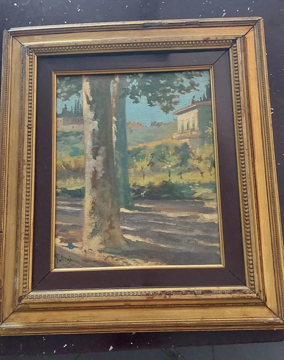 DIPINTO OLIO SU TELA RIPORTATO SU CARTONE - CARLO FOLLINI ( 1848-1938 PEGLI )