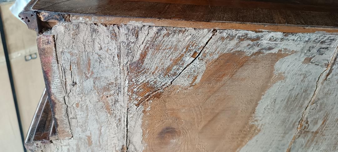 Antico cassettone lastronato e intarsiato XVIII secolo italia settentrionale-photo-3