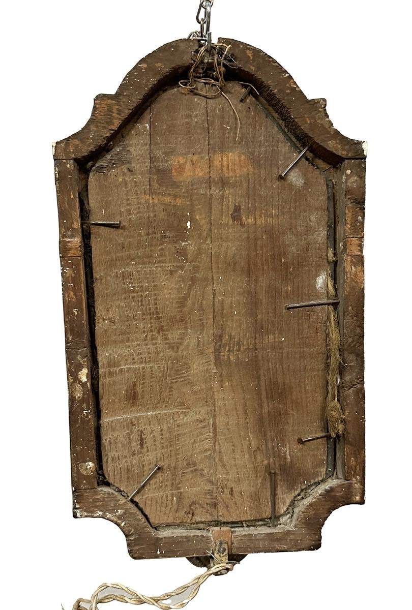 Coppia di cornici per specchi da parete antiche in legno dorato, XVIII secolo.-photo-4