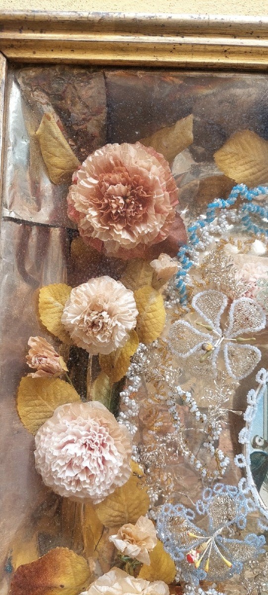  Teca  devozionale Madonna del Rosario XIX SECOLO 40x33 cm-photo-2