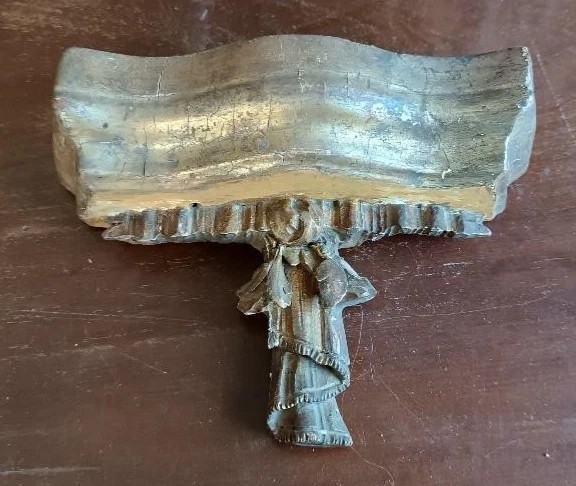 Antico fregio dorato in legno mensolina mensola-photo-3