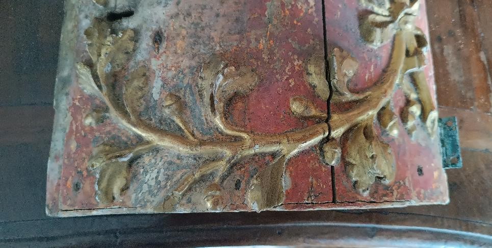 Antica porta da tabernacolo in legno laccato e dorato-photo-2