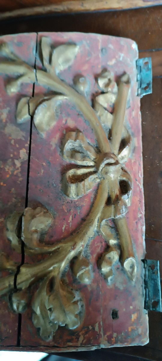 Antica porta da tabernacolo in legno laccato e dorato-photo-2