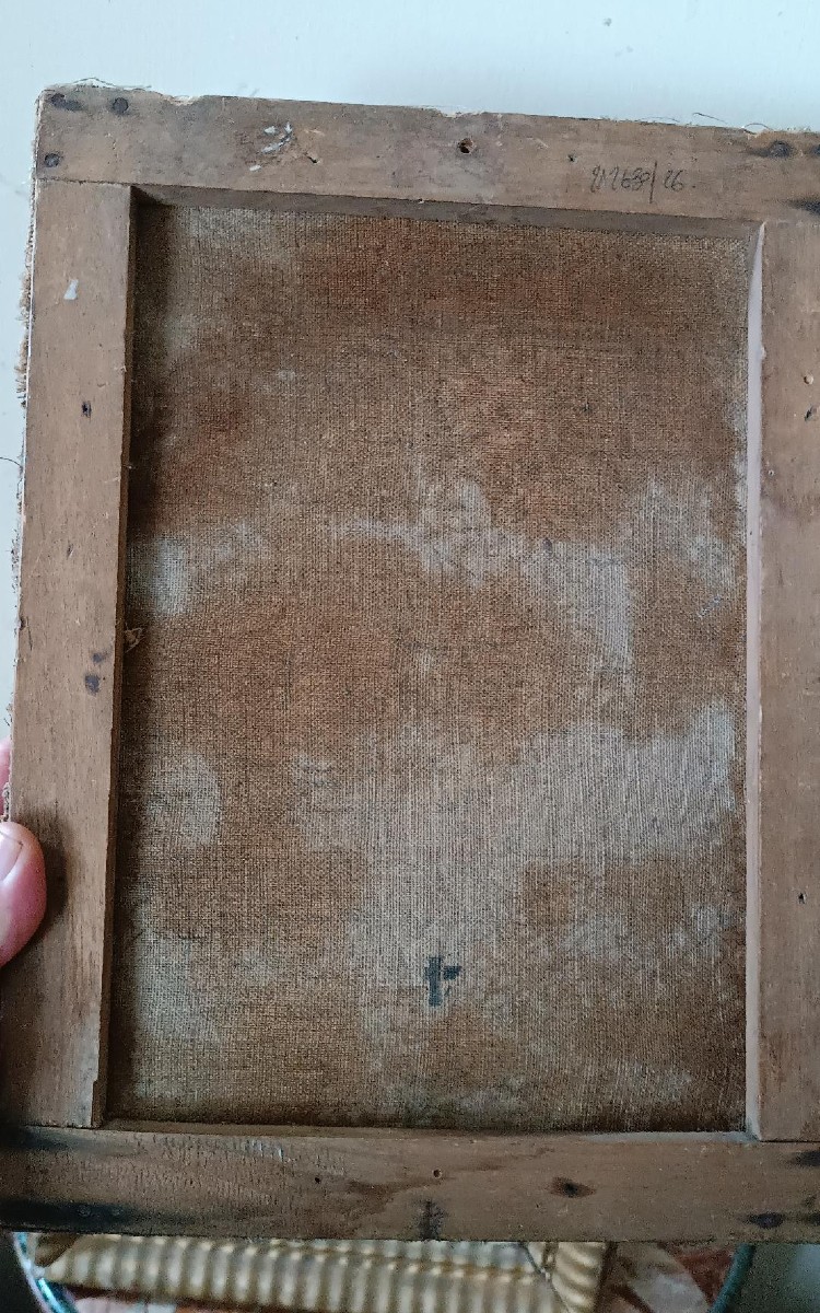 Antico olio su tela ,raffigurante crocifissione cristo XVIII secolo-photo-5