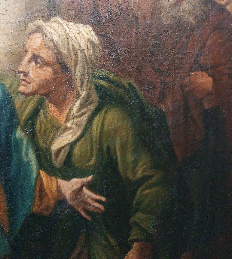 Dipinto olio su tela antico scuola italiana XVIII secolo -Visitazione-photo-3