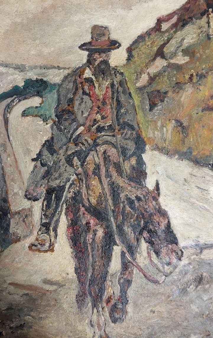 Antico Dipinto Olio  Uomo A Cavallo Pittura Post macchiaiola-photo-2