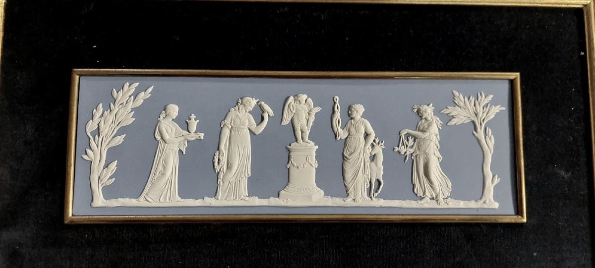 Grande placca   Wedgwood England  Incorniciata con bordo dorato., misura 33x18 cm  , placca 22 -photo-2