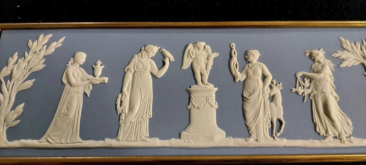 Grande placca   Wedgwood England  Incorniciata con bordo dorato., misura 33x18 cm  , placca 22 -photo-3