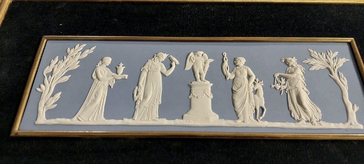 Grande placca   Wedgwood England  Incorniciata con bordo dorato., misura 33x18 cm  , placca 22 -photo-4