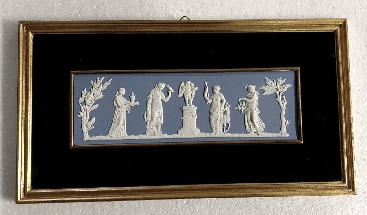 Grande placca   Wedgwood England  Incorniciata con bordo dorato., misura 33x18 cm  , placca 22 -photo-4