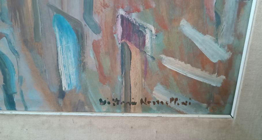 Dipinto olio su cartone , Vittorio Nomellini ( 1901 genova - 1965 firenze) ,scorcio di Lerici-photo-3