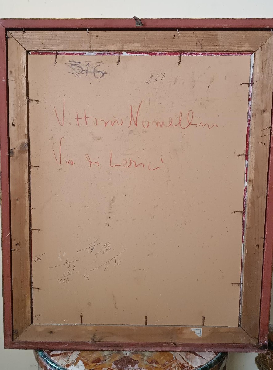 Dipinto olio su cartone , Vittorio Nomellini ( 1901 genova - 1965 firenze) ,scorcio di Lerici-photo-4