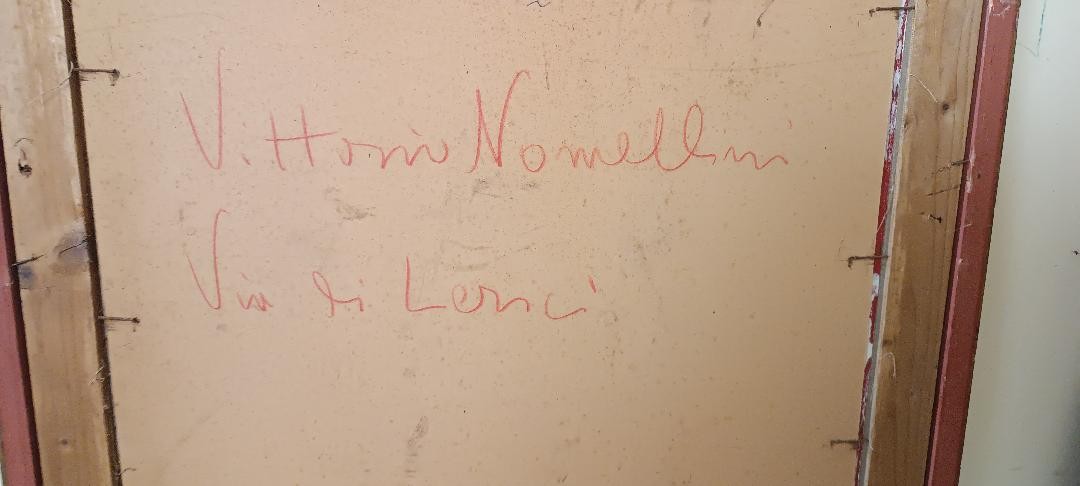 Dipinto olio su cartone , Vittorio Nomellini ( 1901 genova - 1965 firenze) ,scorcio di Lerici-photo-5