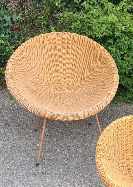 RARO  SET  DI POLTRONE IN VIMINI DESIGN ITALIANO  MID CENTURY-photo-2