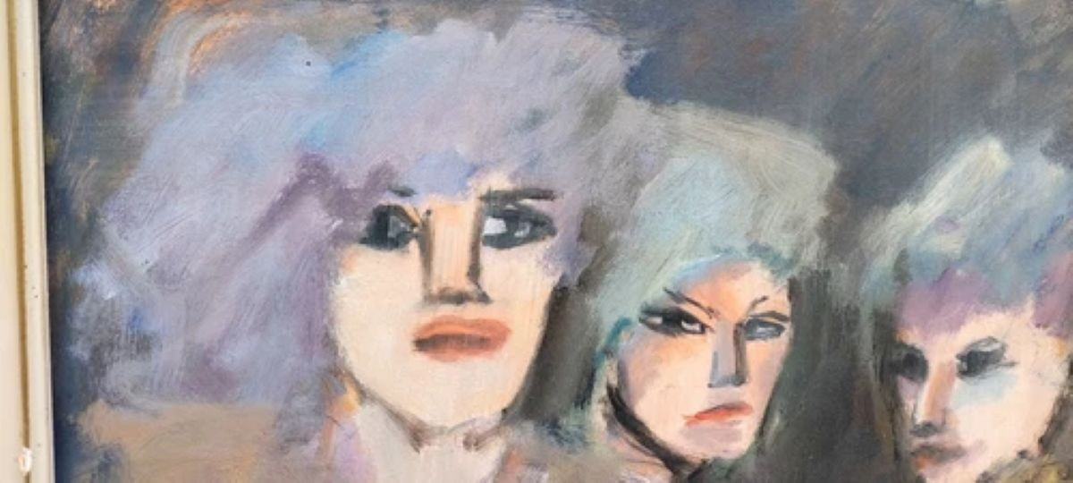 MINO MACCARI OLIO CARTONE PRESSATO 30X40 TRE FIGURE FEMMINILI-photo-3