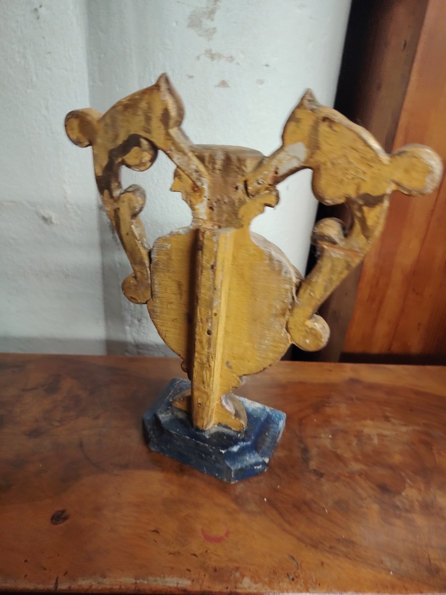 Coppia antiche portapalme barocche in legno  intagliato e laccato.  XVIII secolo. Italia-photo-1