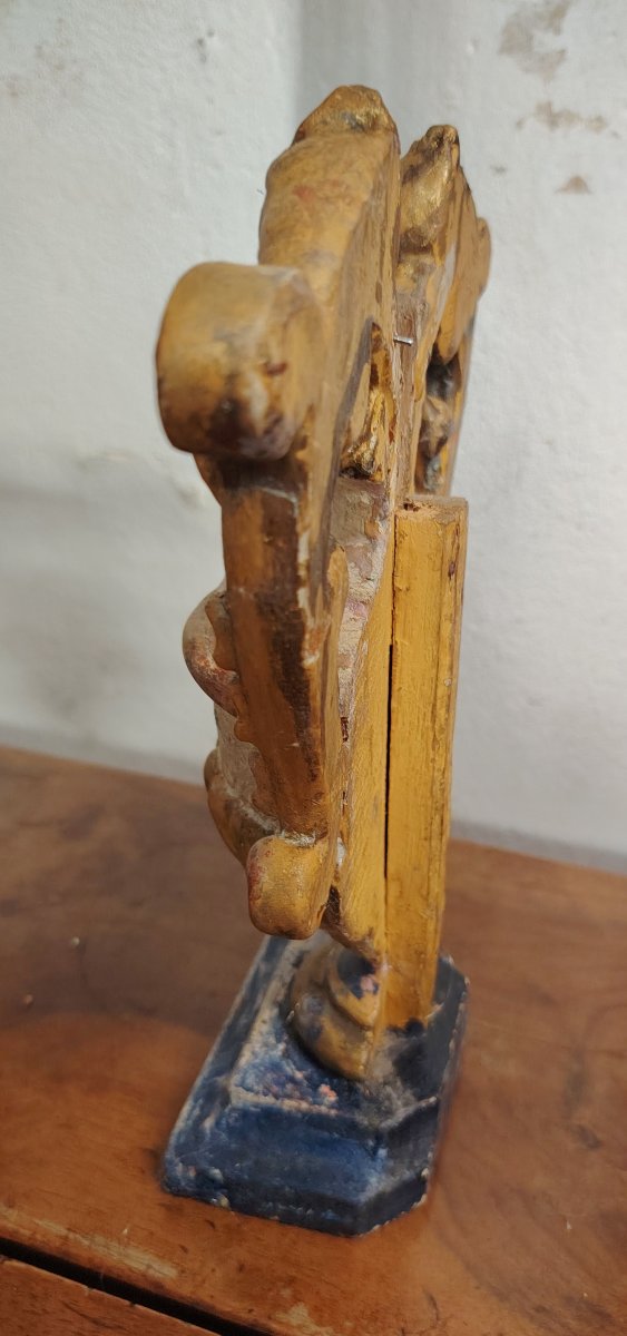 Coppia antiche portapalme barocche in legno  intagliato e laccato.  XVIII secolo. Italia-photo-3