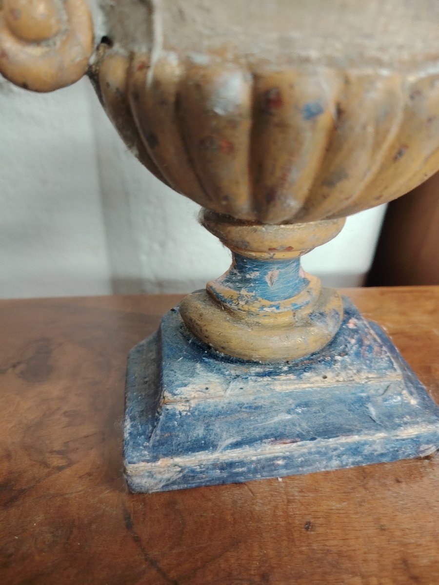 Coppia antiche portapalme barocche in legno  intagliato e laccato.  XVIII secolo. Italia-photo-7