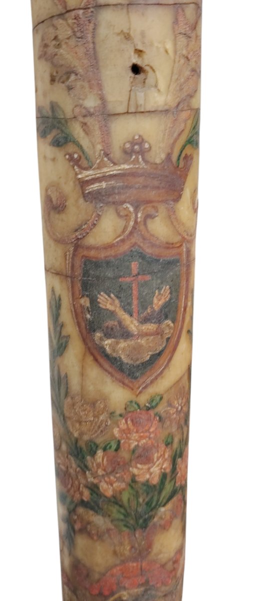 Antico grande cero pasquale dipinto,di provenienza Toscana datato 1825-photo-2