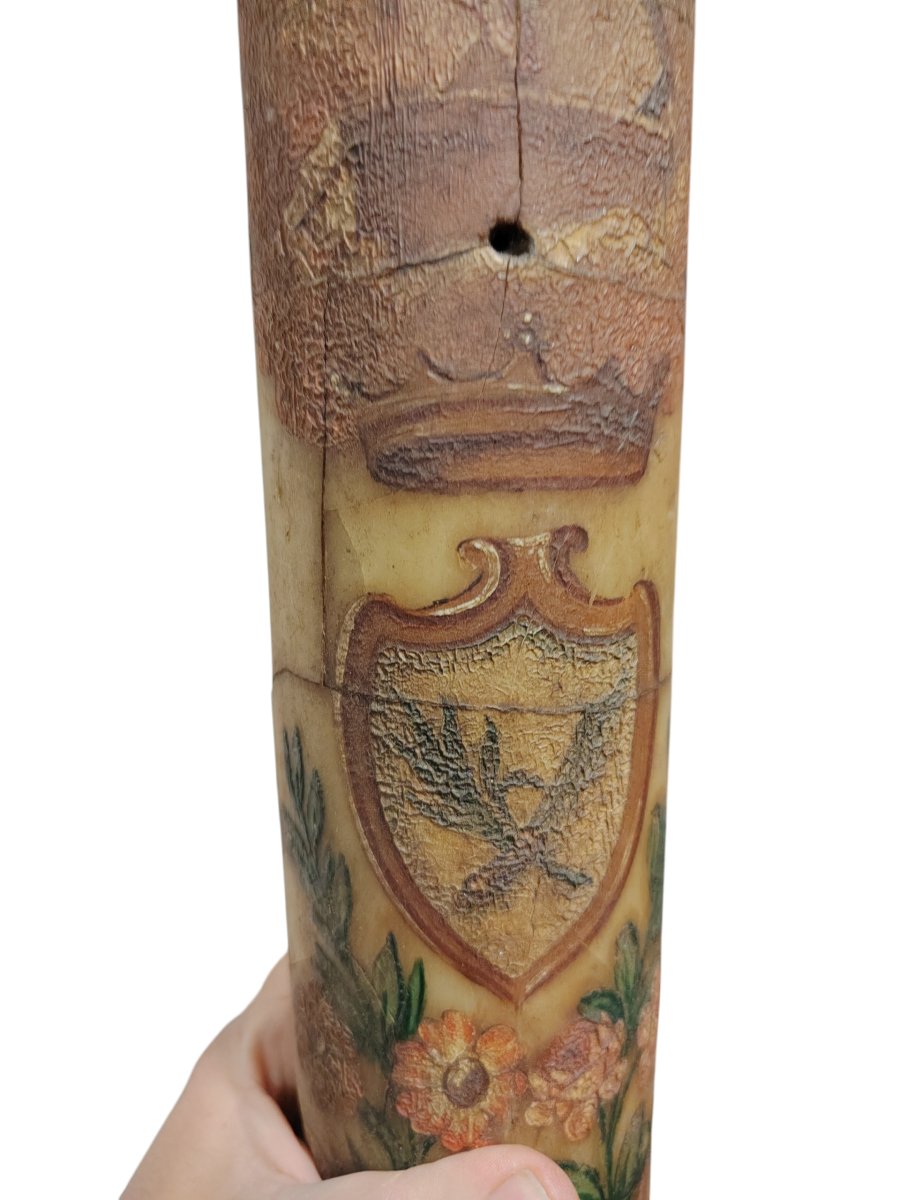 Antico grande cero pasquale dipinto,di provenienza Toscana datato 1825-photo-2