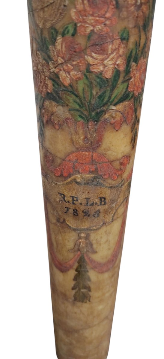 Antico grande cero pasquale dipinto,di provenienza Toscana datato 1825-photo-3