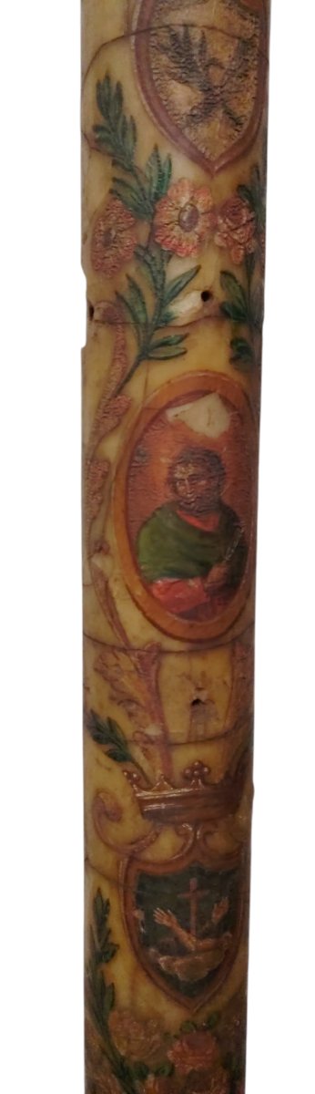 Antico grande cero pasquale dipinto,di provenienza Toscana datato 1825-photo-5