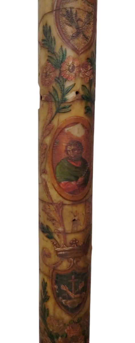 Antico grande cero pasquale dipinto,di provenienza Toscana datato 1825-photo-6