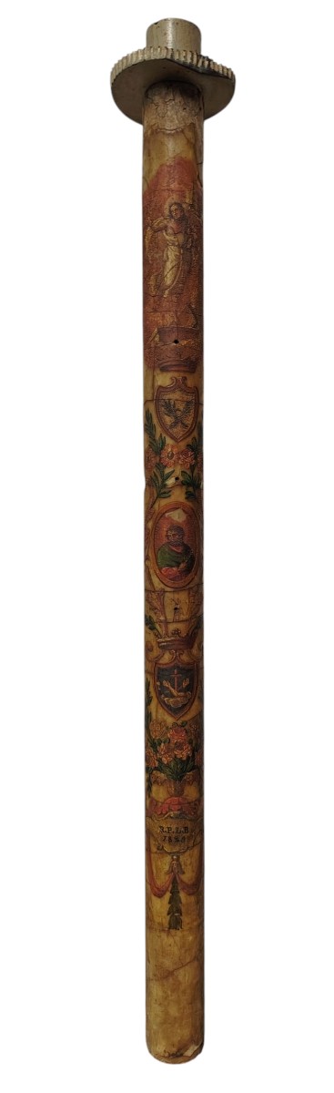 Antico grande cero pasquale dipinto,di provenienza Toscana datato 1825