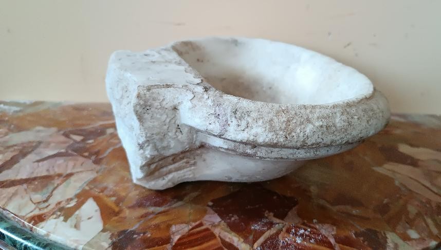 Piccola acquasantiera antica in marmo XVII secolo toscana-photo-4