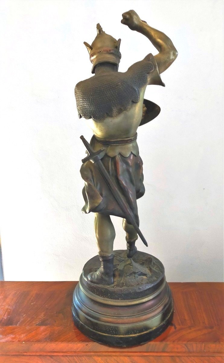 Coppia sculture in metallo -"guerrieri" Detrier H.66 CM-photo-1