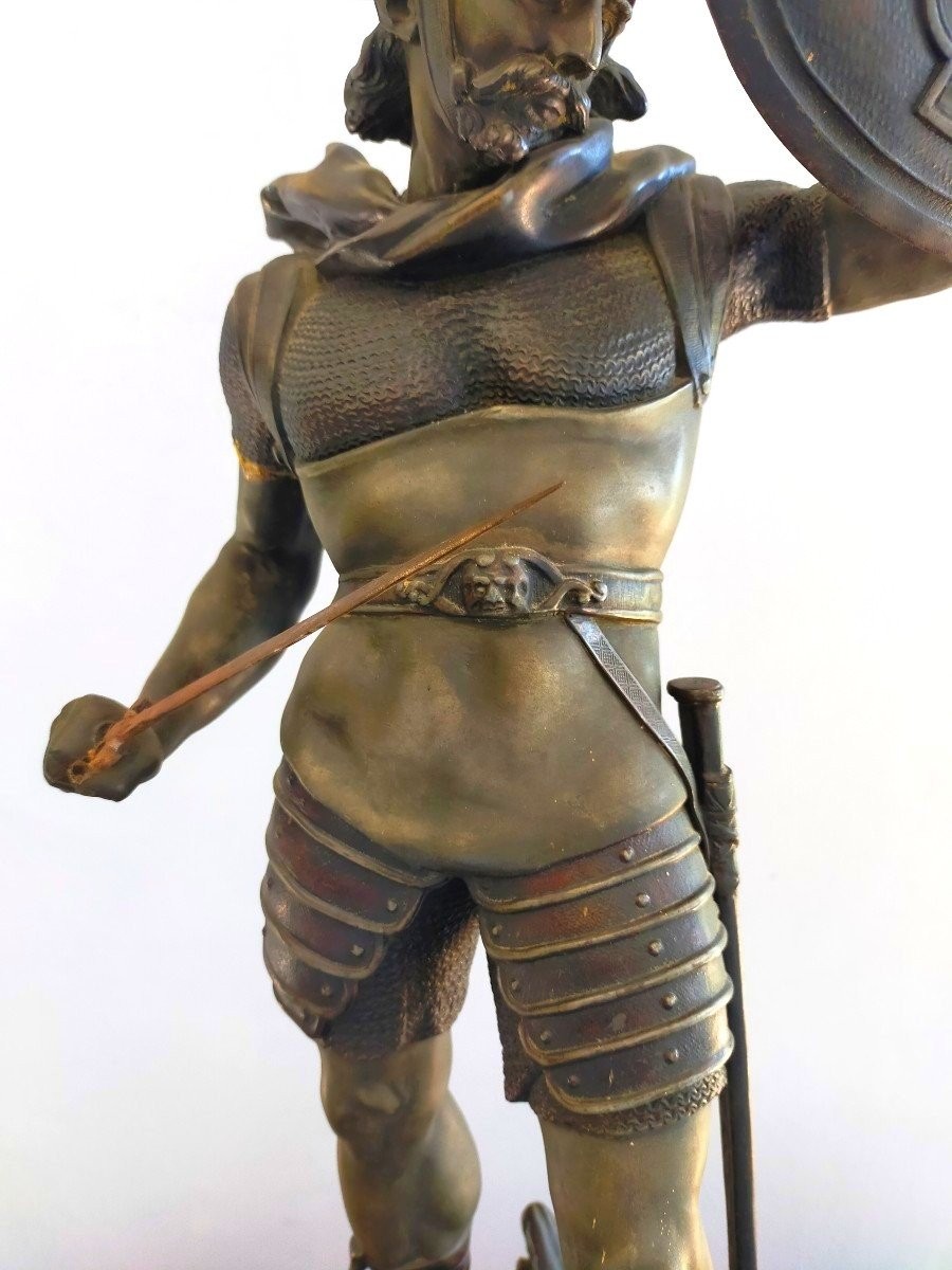 Coppia sculture in metallo -"guerrieri" Detrier H.66 CM-photo-2