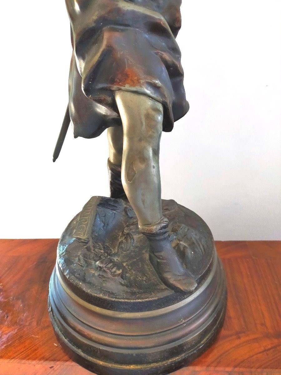Coppia sculture in metallo -"guerrieri" Detrier H.66 CM-photo-5