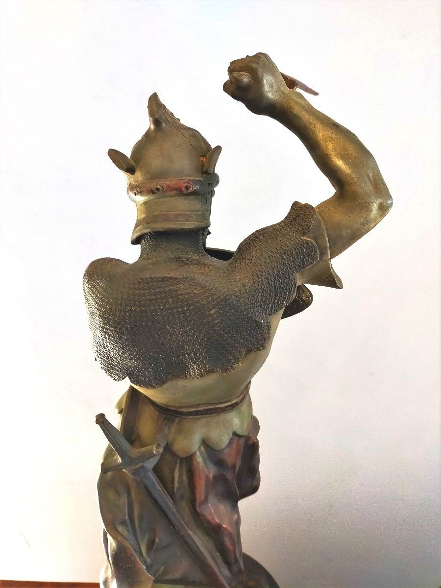 Coppia sculture in metallo -"guerrieri" Detrier H.66 CM-photo-6
