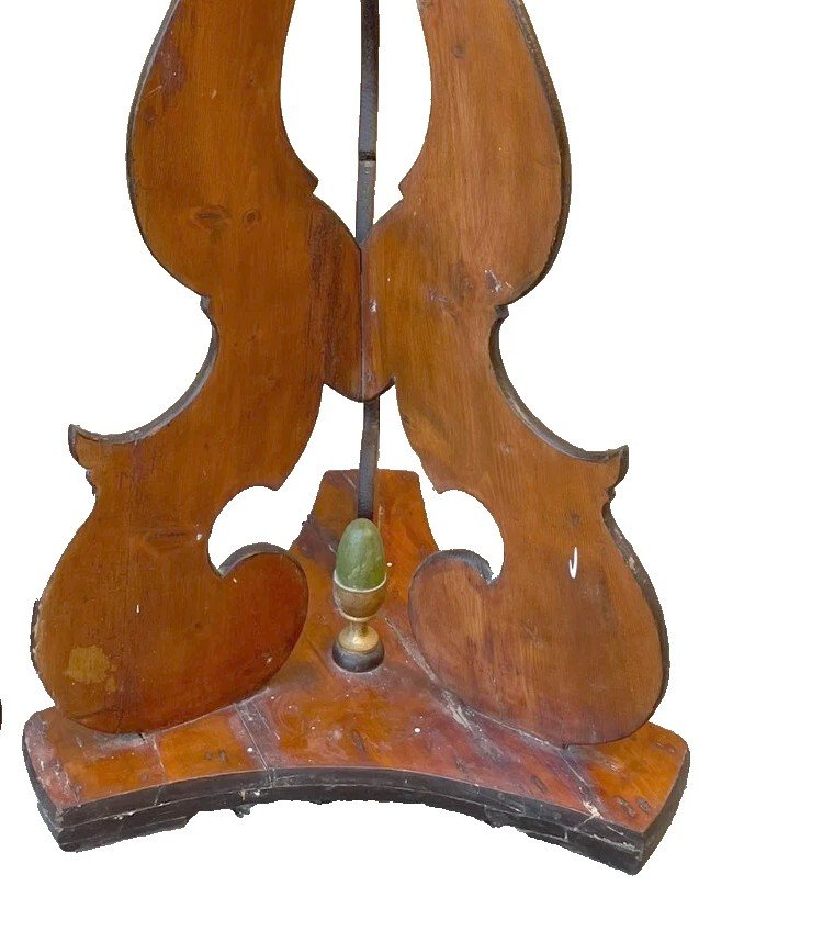 Grande coppia di candelieri , basi , treppiedi in legno dipinto , di fine '700 primi 800-photo-3