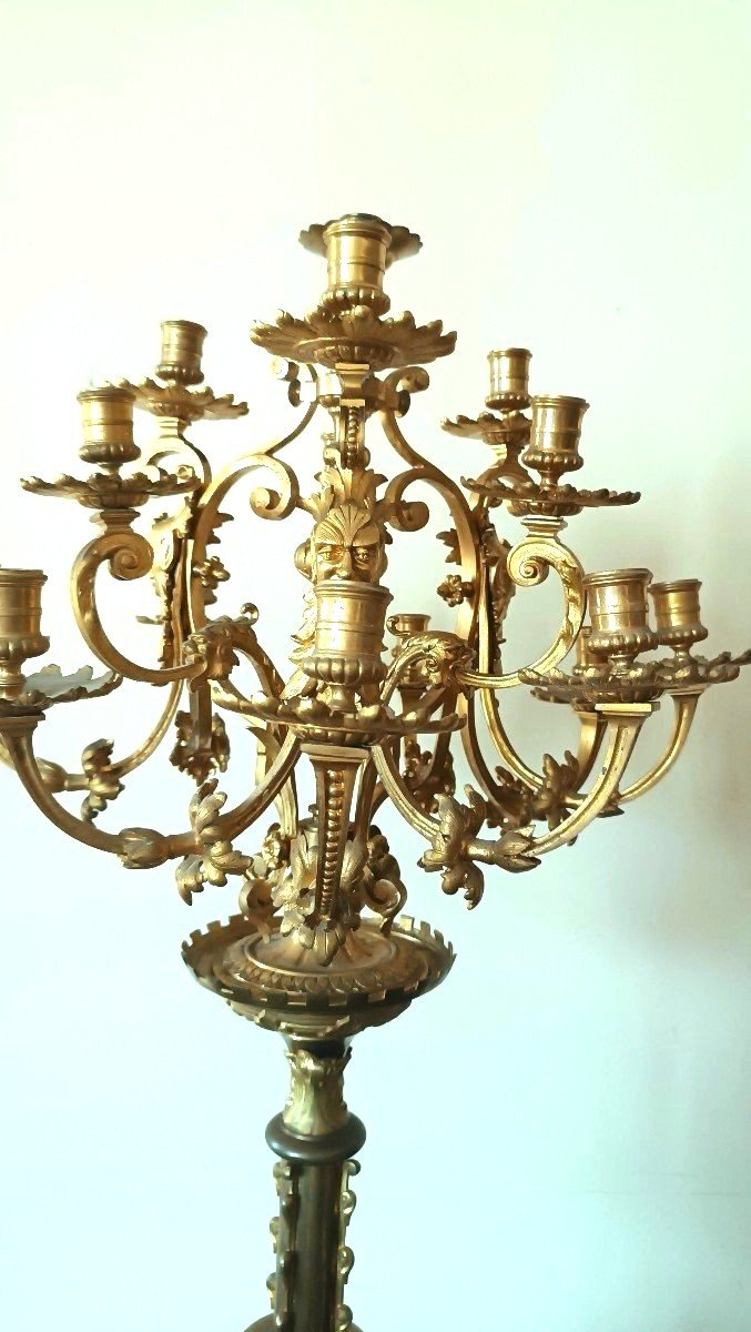 Grande candeliere bronzo 15 luci metà 800-photo-2