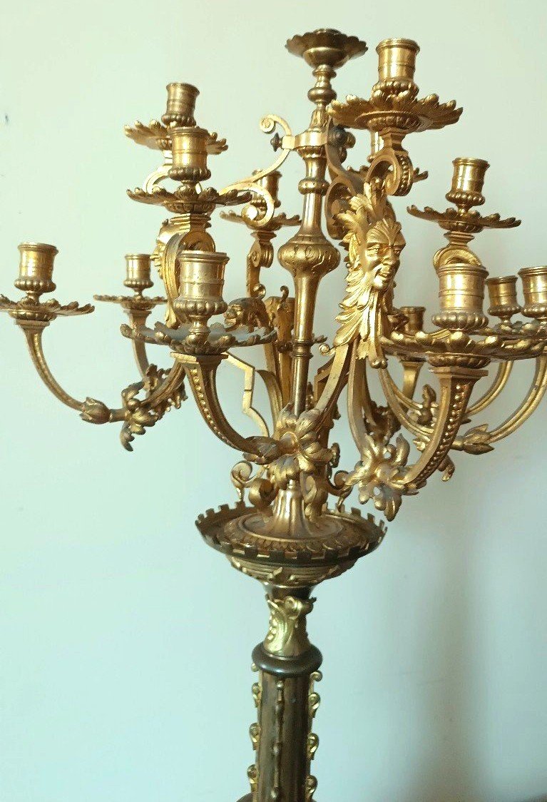 Grande candeliere bronzo 15 luci metà 800-photo-3