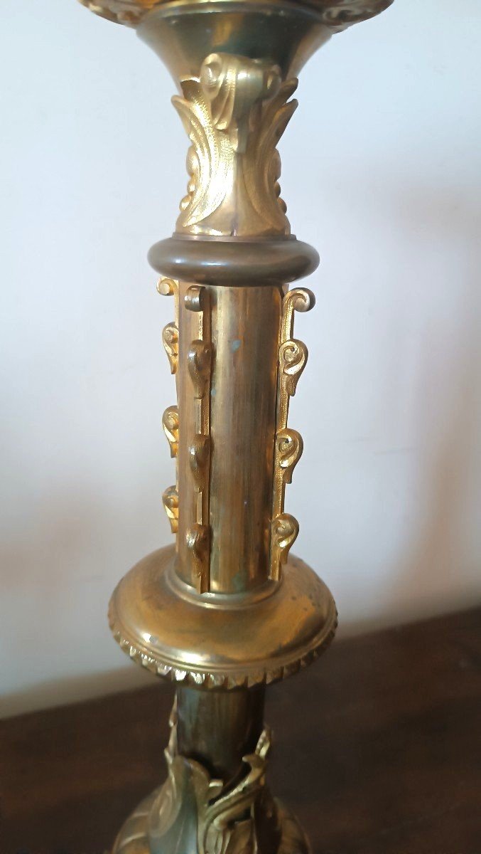 Grande candeliere bronzo 15 luci metà 800-photo-4