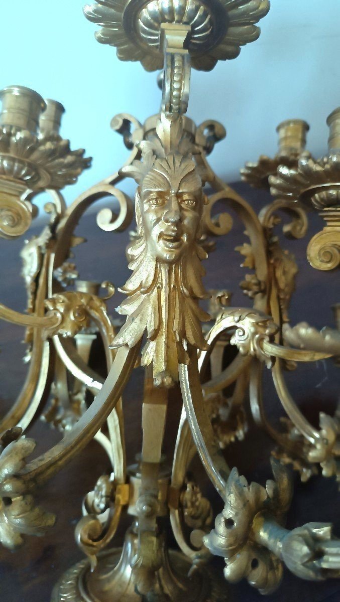 Grande candeliere bronzo 15 luci metà 800-photo-4