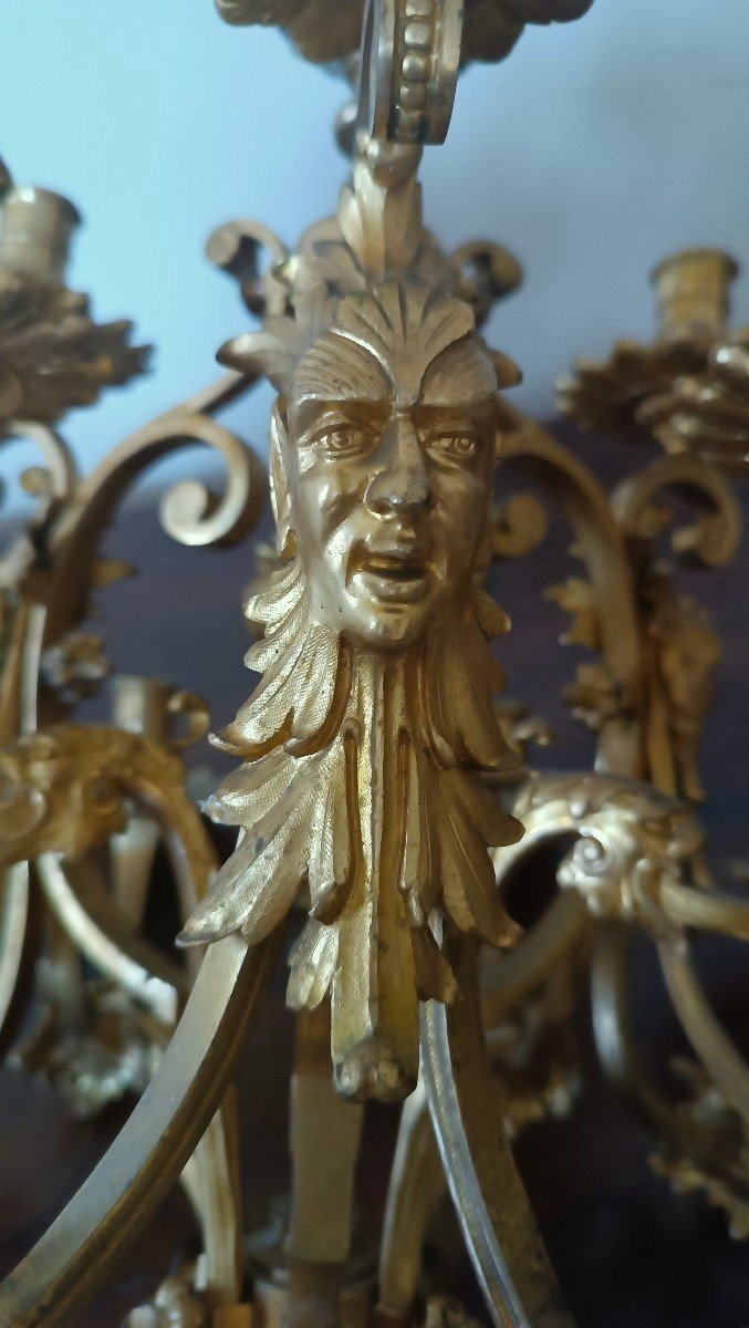 Grande candeliere bronzo 15 luci metà 800-photo-6