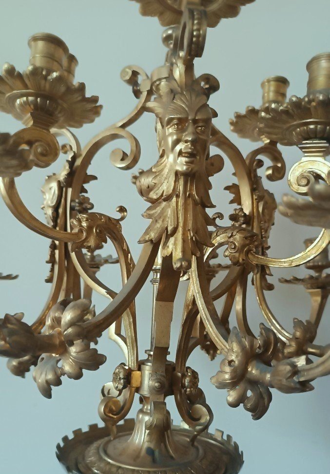 Grande candeliere bronzo 15 luci metà 800-photo-8