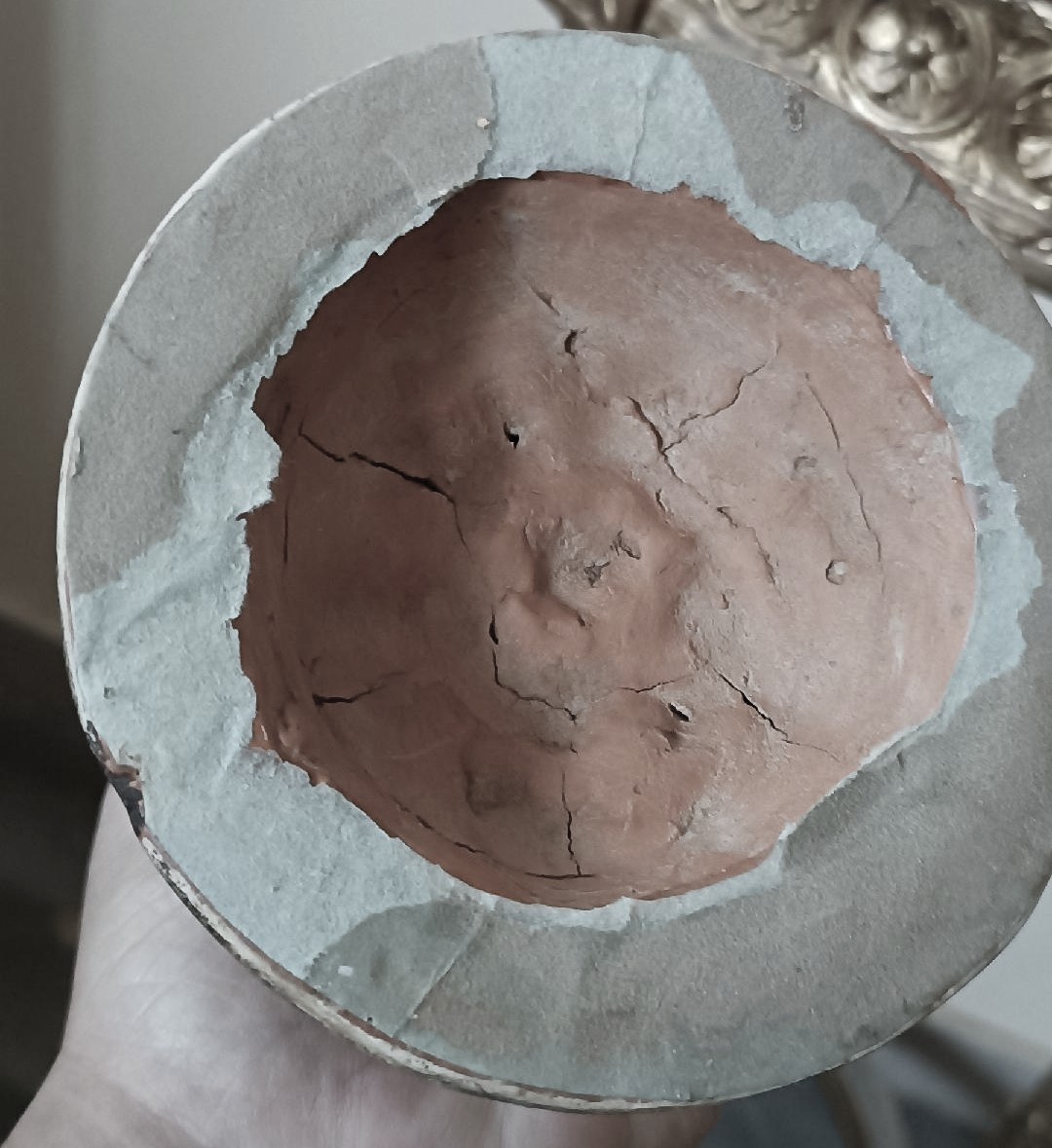 Rara coppia antichi candelieri argentati in terracotta XVII secolo-photo-5