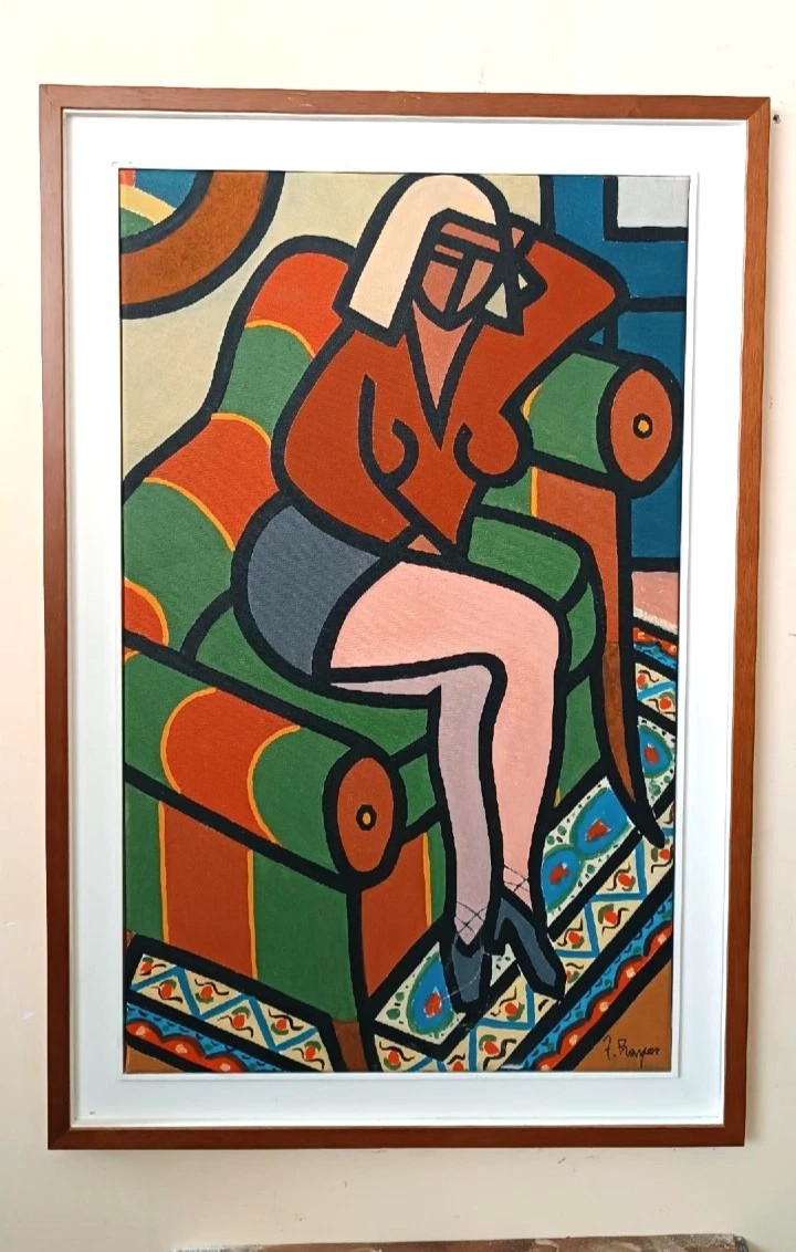 dipinto olio su tela Franco Prayer ( 1924 ) tela 80x60-photo-2