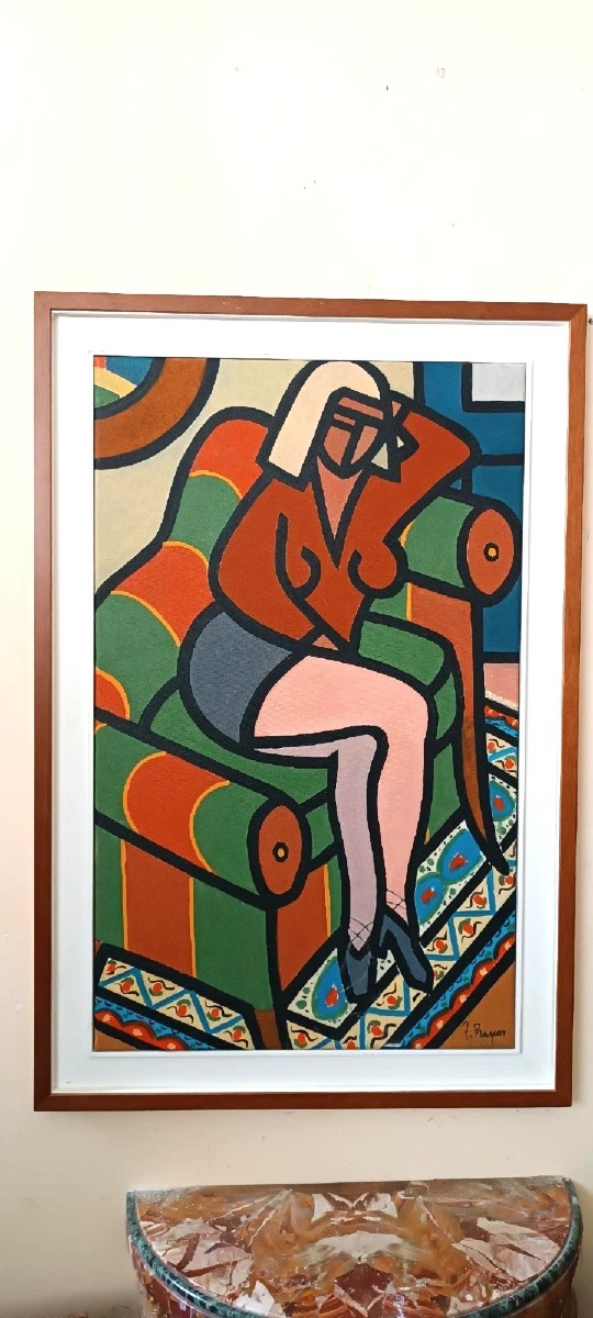 dipinto olio su tela Franco Prayer ( 1924 ) tela 80x60-photo-3