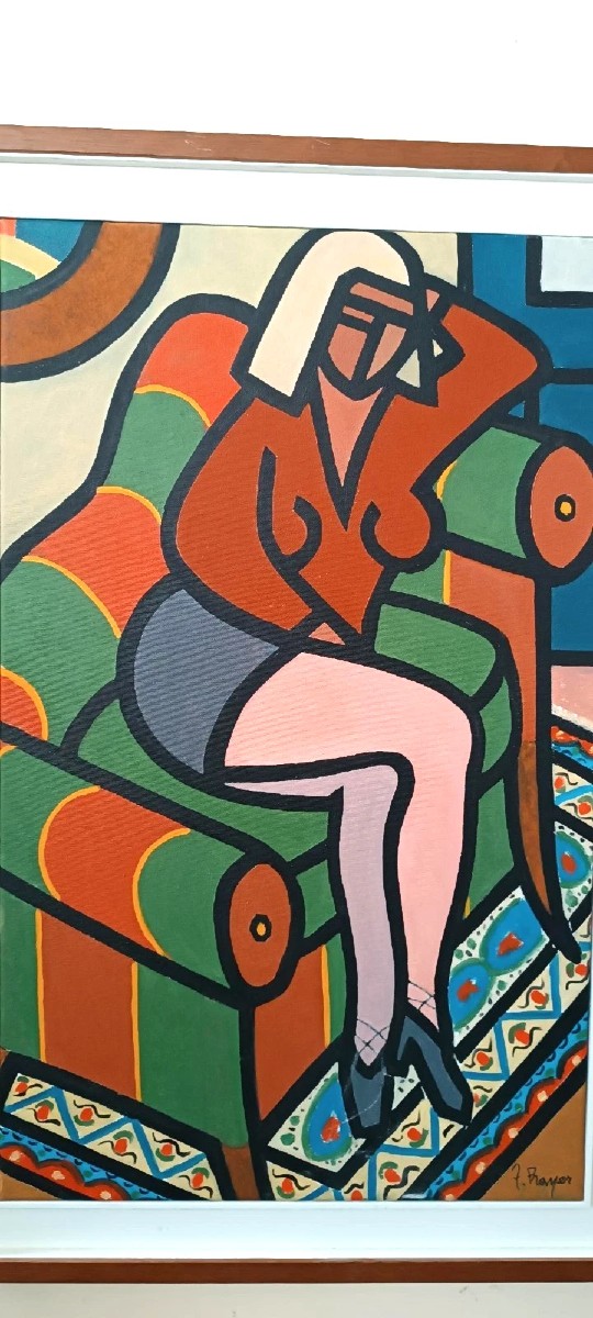 dipinto olio su tela Franco Prayer ( 1924 ) tela 80x60-photo-4