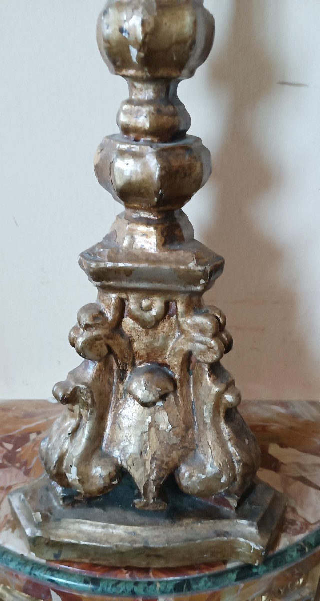 Antico candeliere in legno barocco-photo-1