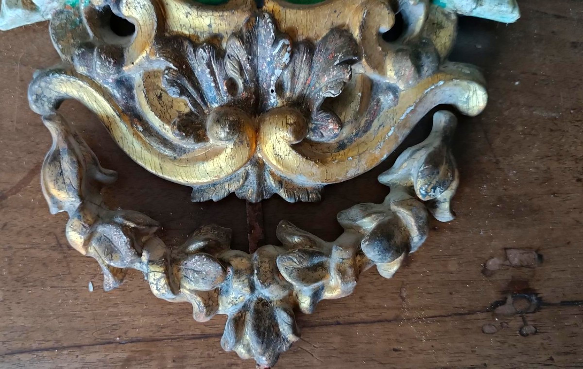 Antico stemma araldico in legno laccato e dorato fine XVII inizi XVIII secolo-photo-2